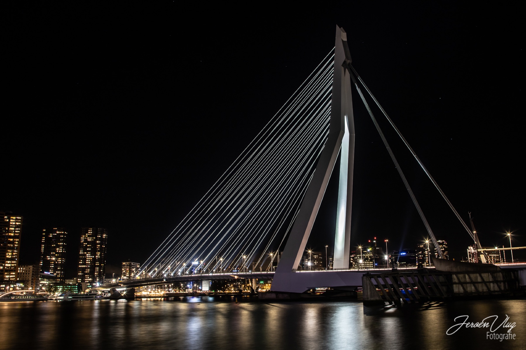 De Erasmusbrug bij nacht